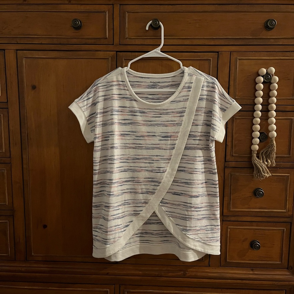 Motherhood Maternity Striped Short Sleeve Nursing Top